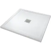 Linie Lido douchebak 90 x 90 cm composietmarmer mat wit leisteenstructuur