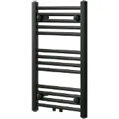 VIPERA Kanza enkele handdoekradiator 40 x 70 cm centrale verwarming mat zwart Zij- en middenaansluiting 322W