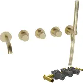 Blaufoss Pavilion Inbouw badkraan thermostatisch brushed champagne gold Incl. handdoucheset incl. inbouwelement