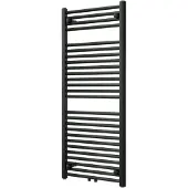 VIPERA Kanza enkele handdoekradiator 50 x 120 cm centrale verwarming mat zwart zij- en middenaansluiting 691W