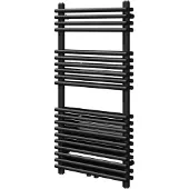 VIPERA Alegria dubbele handdoekradiator 50 x 100 cm centrale verwarming mat zwart zij- en middenaansluiting 929W