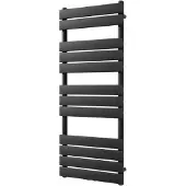 VIPERA Vulcan enkele handdoekradiator 50 x 120 cm centrale verwarming mat zwart zij- en middenaansluiting 734W