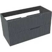 Linie Ribbo zwevende wastafelonderkast 100 x 46 cm blauw antraciet 2 lades