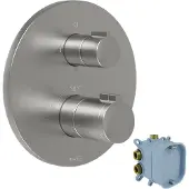 Blaufoss Smartbox Round thermostatische inbouw douchekraan 2 functies Brushed Coolmetal incl. inbouwelement