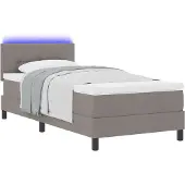vidaXL Boxspring bed met LED-stripverlichting Taupe 90 x 200 cm Stof