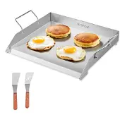 Vevor Grillplaat Grillpan van roestvrij staal Universele rechthoekige plaat (448 x 370 mm) met vlakke bovenkant