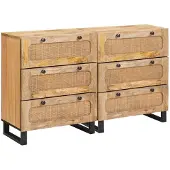 vidaXL Dressoir 2 st 60 x 33 x 75 cm Massief Mango Hout Bruin