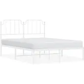 vidaXL Bedframe met hoofdbord metaal wit 135x190 cm