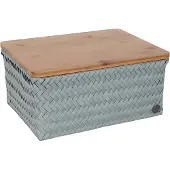 Handed By Opbergmand met bamboe deksel - Mand - Speelgoedmand - Woonkamer - Kinderkamer - Luiertafel - Babykamer - -Top Fit large - lichtgroen - eucalyptus