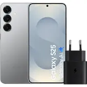 Samsung Galaxy S25 128GB Zilver 5G + Oplader 25 Watt Zwart
