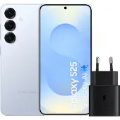 Samsung Galaxy S25 256GB Lichtblauw 5G + Oplader 25 Watt Zwart