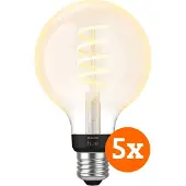 Philips Hue Filamentlamp White Ambiance Globe E27 5-pack