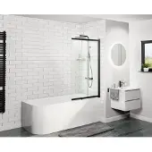 Luca Varess Vetras uitschuifbare badwand 100 cm helder glas mat zwart profiel