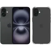 Apple iPhone 16 Plus 128GB Zwart + BlueBuilt Protective Back Cover Transparant
