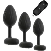 ANOS - vibrerende buttplug set - siliconen - zwart