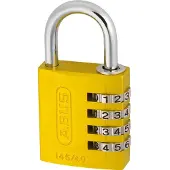 ABUS Cijferslot 145/40 geel - hangslot van massief aluminium - met individueel instelbare cijfercode - 48809 - niveau 4