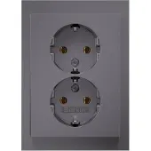 Berker K5 contactdoos – Inbouw – 2 voudig – Randaarde – RVS kleur