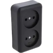 Q-Link Stopcontact Opbouw – 2-Voudig Zwart Zonder Randaarde
