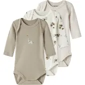 Name it Rompertje/body beige / beige gemêleerd / wit
