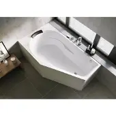 Riho Yukon Plug&Play Halfvrijstaand Hoekbad Met Douchegedeelte 160x90cm - Acryl Wit - Links - 8714148595237 - Baden - Halfvrijstaande Baden