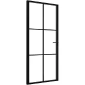 vidaXL Binnendeur 93x201,5 cm ESG-glas en aluminium zwart