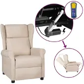 vidaXL Fauteuil verstelbaar elektrisch stof crème