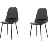 Hioshop 2 x Polar eetkamerstoel PU kunstleer zwart.