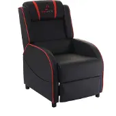 Mendler TV-fauteuil -D68, -Racer relaxfauteuil TV-fauteuil gaming fauteuil, kunstleer ~ zwart/rood