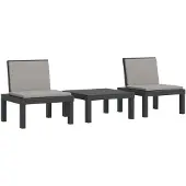vidaXL 3-delige Loungeset met kussens PP antracietkleurig