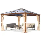 TOOLPORT Tuinpaviljoen Hardtop Forest Deluxe crème, 4x4 m, met eikenhoutlook