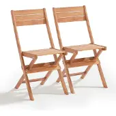 Oviala - Set van 2 inklapbare houten stoelen van eucalyptus - Sete