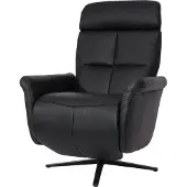 Mendler Relaxfauteuil -L10, design TV-fauteuil TV-fauteuil relaxfauteuil, draaibare relaxfunctie, volledig leer ~ zwart
