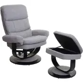 Mendler Relaxfauteuil HWC-C16, tv-fauteuil met voetenbankje en opbergruimte, MVG-gecertificeerd stof/textiel, lichtgrijs
