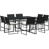 vidaXL 9-delige Tuinset poly rattan zwart