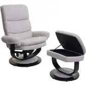 Mendler Relaxfauteuil HWC-C16, tv-fauteuil met voetenbankje en opbergruimte, MVG-gecertificeerd stof/textiel, crème-beige