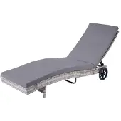Mendler Ligstoel -D80, tuinligstoel Relax ligstoel, poly rotan ~ grijs, donkergrijze kussens