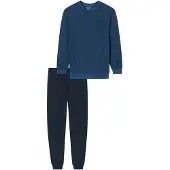 Schiesser Pyjama lang 'Comfort Essentials' blauw / enziaan