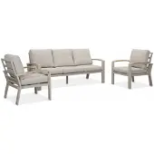 LUX outdoor living Seattle stoel-bank loungeset 5 personen | aluminium + polywood | beige | 4-delig