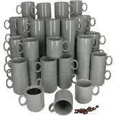 MamboCat Set van 72 EVENT stapelbare koffiemokken GRIJS porselein 250 ml