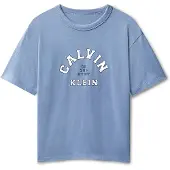Calvin Klein T-shirt lichtblauw Jongens Katoen Ronde hals Logo - maat 152