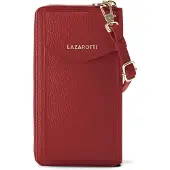 Lazarotti Bologna leren portemonnee met rits rondom en Smartphonehoesje, leer, 19 cm rood