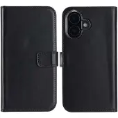 Selencia Echt Leren Bookcase voor de Apple iPhone 16 - Zwart