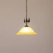 ONLI Hanglamp Mira, crème/brons, glas, Ø 40 cm, E27 dimbaar, brons / oud-messing, Woon-/ Eetkamer, Glas, Florentijns, hanglamp