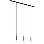 QAZQA Modern railsysteem zwart met 3 hanglampen donker brons 1-fase - Slimline Loyce