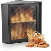 Vevor Hoekbroodtrommel Dubbellaags Broodcontainer Broodtrommel Organizer Gemaakt van Hout voor Zelfgebakken Brood
