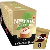 Nescafe Hazelnut Latte oploskoffie - 6 doosjes x 8 zakjes