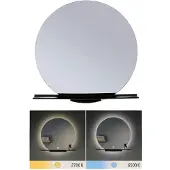 Paulmann Miro LED-wandspiegel CCT Ø50cm Backlight, Badkamer, metaal, Modern