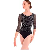 Intermezzo Dunia 3/4 Sleeve Leotard Zwart 2XL Vrouw