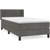 Syfax Boxspring met matras fluweel donkergrijs 100x200 cm