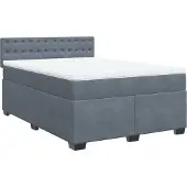 vidaXL Boxspring met matras fluweel donkergrijs 160x200 cm